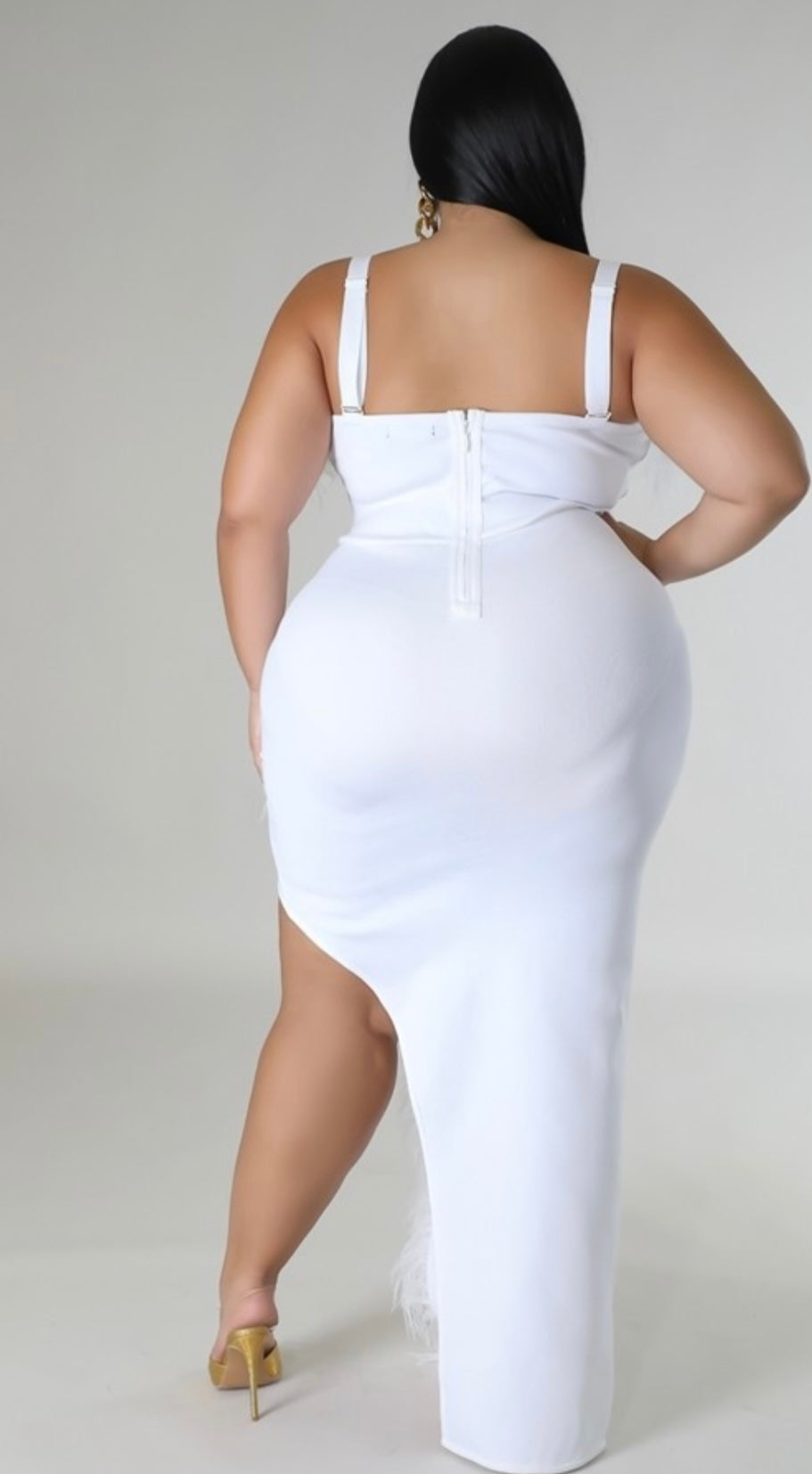 Feather Unbalanced Bandage Dress