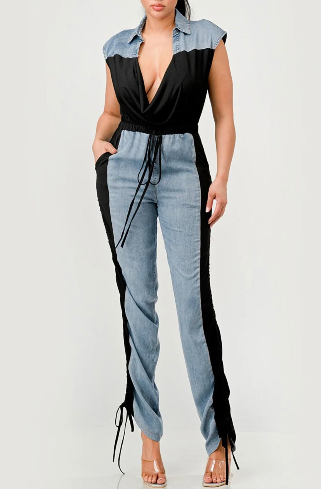 Denim With Black Jumpsuit
