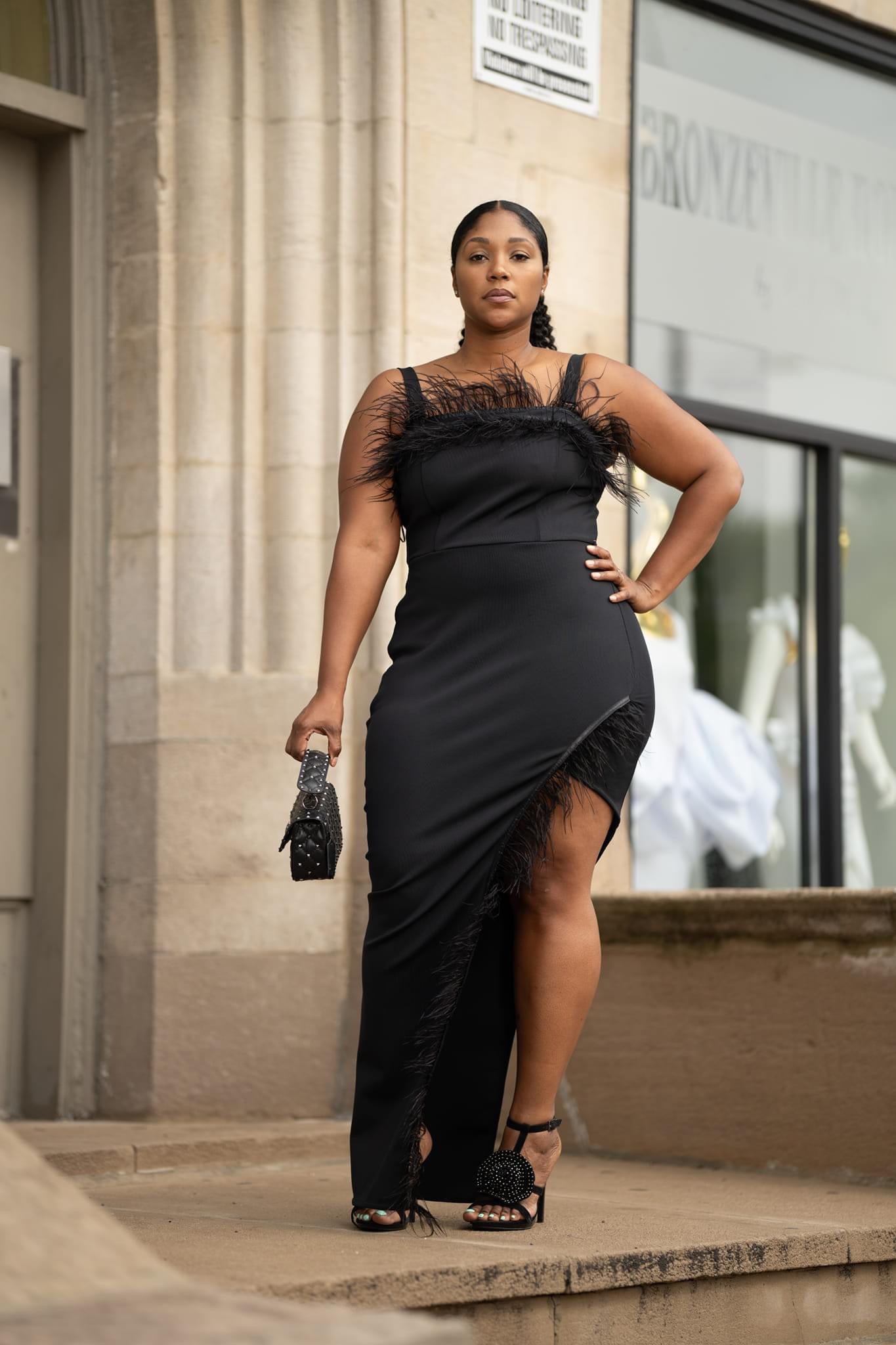 Feather Unbalanced Bandage Dress