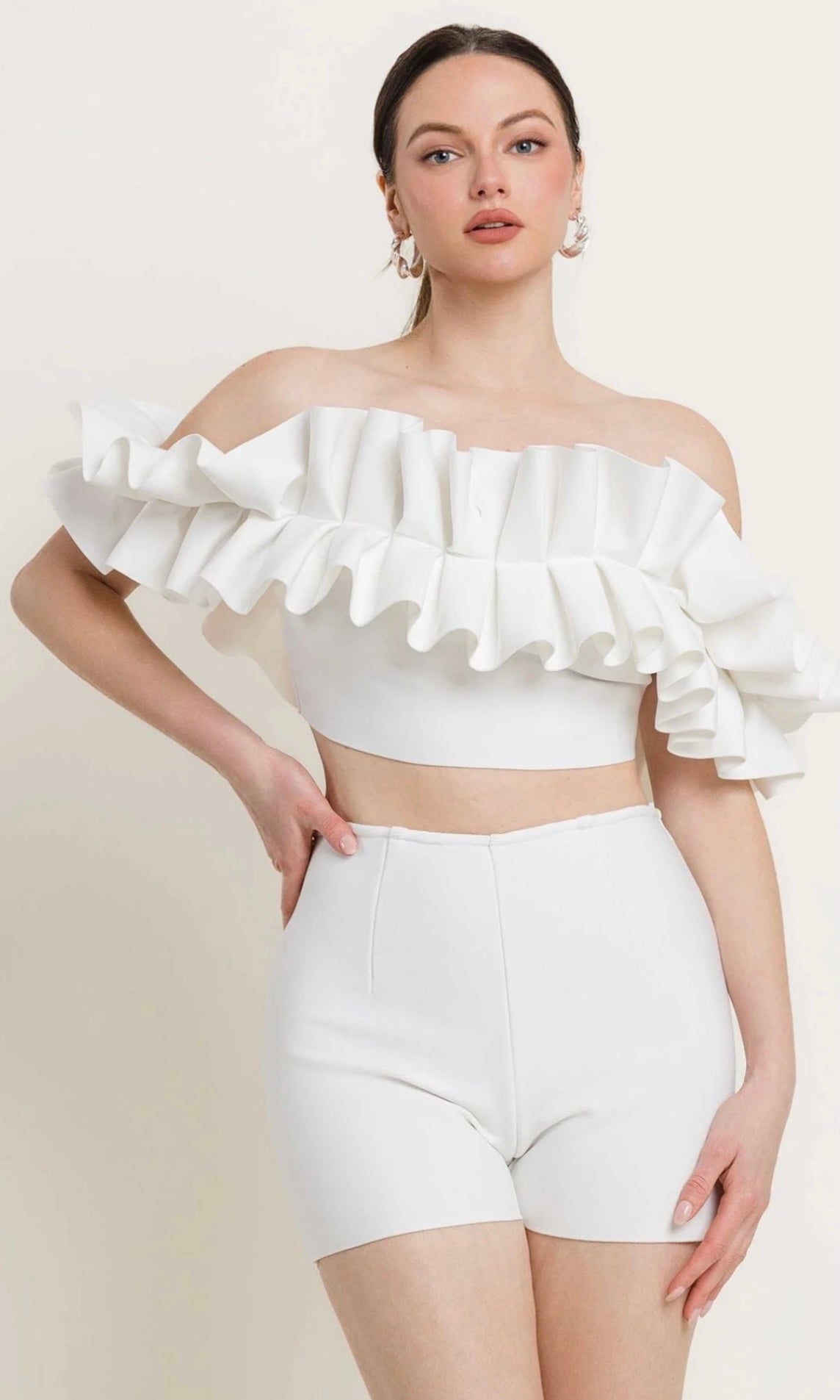 Ruffle Off The Shoulder Bandage Set