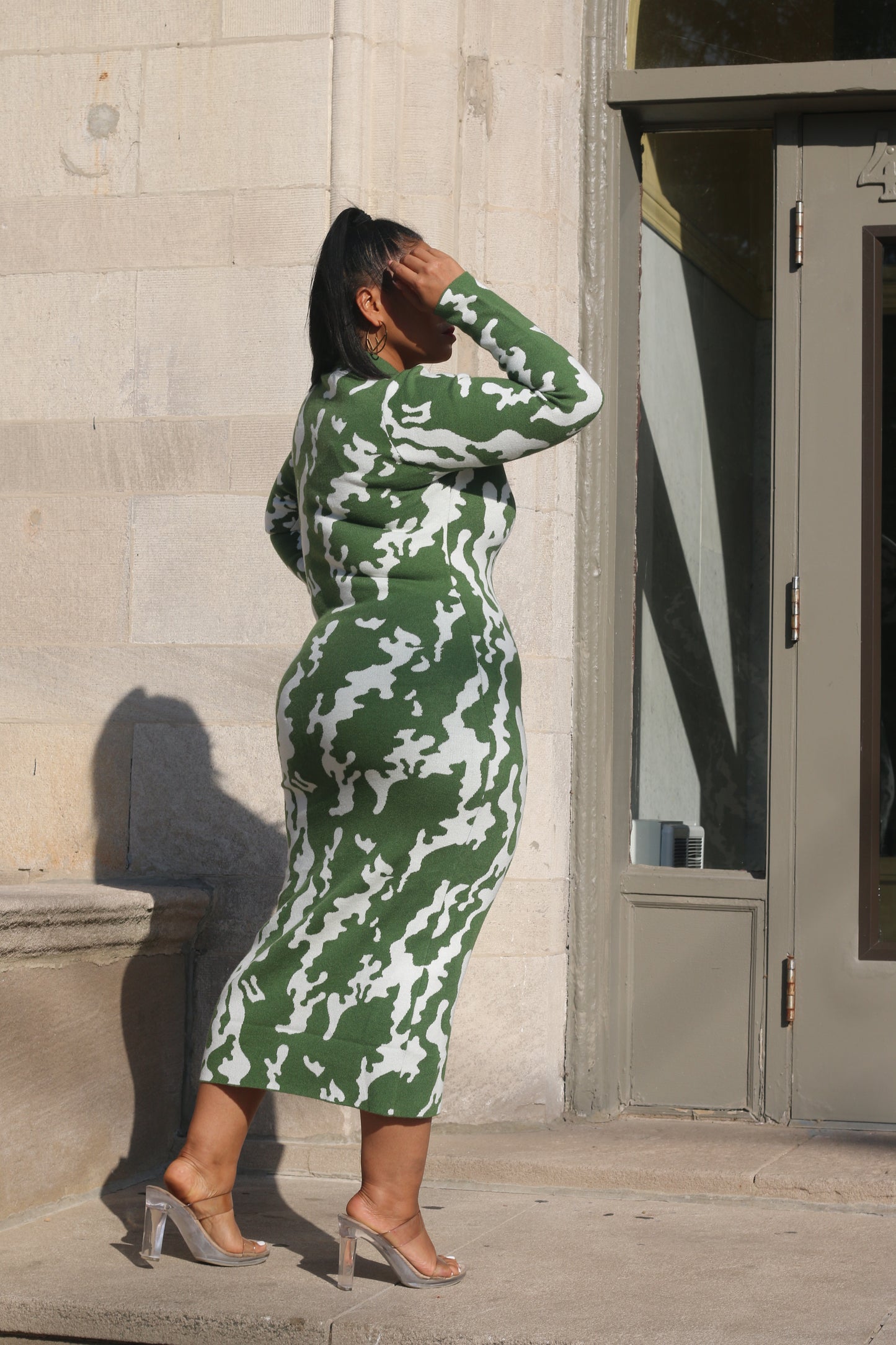 Knit Deep V Sleeve Dress
