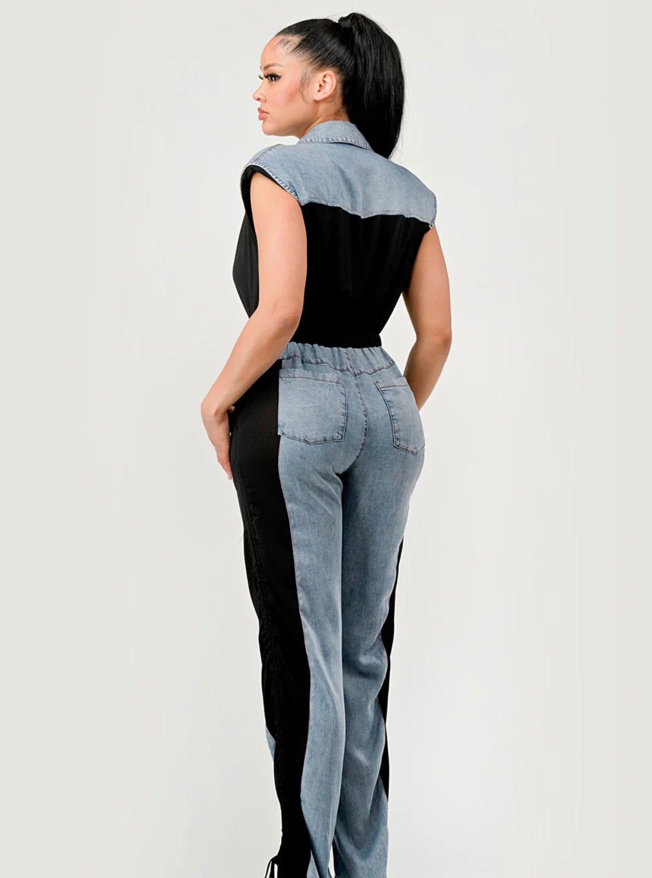 Denim With Black Jumpsuit