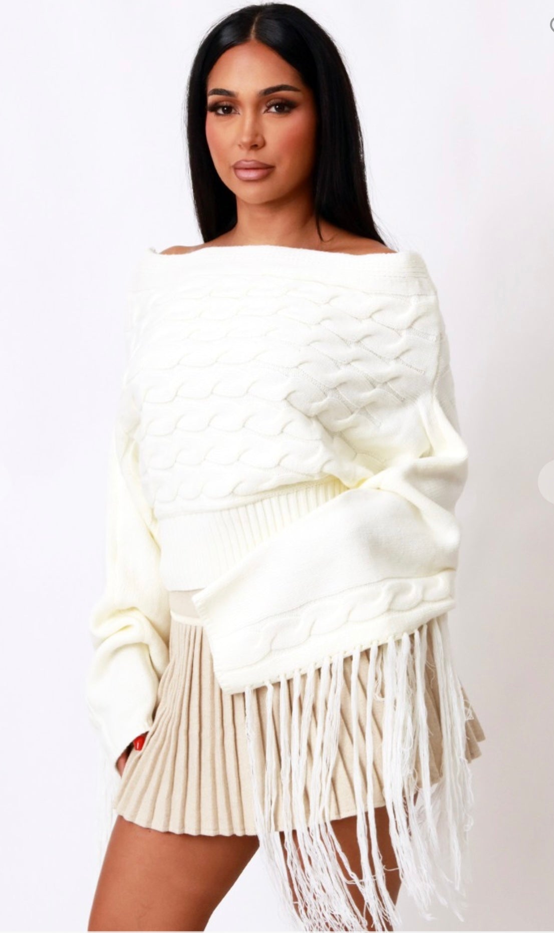 Shingled Off Shoulder Sweater