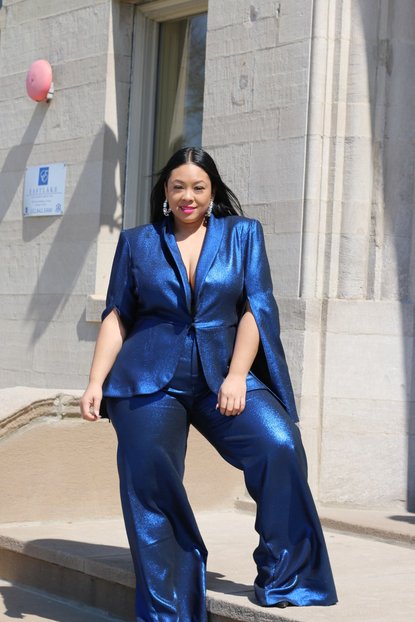Red And Blue Metallic Suit