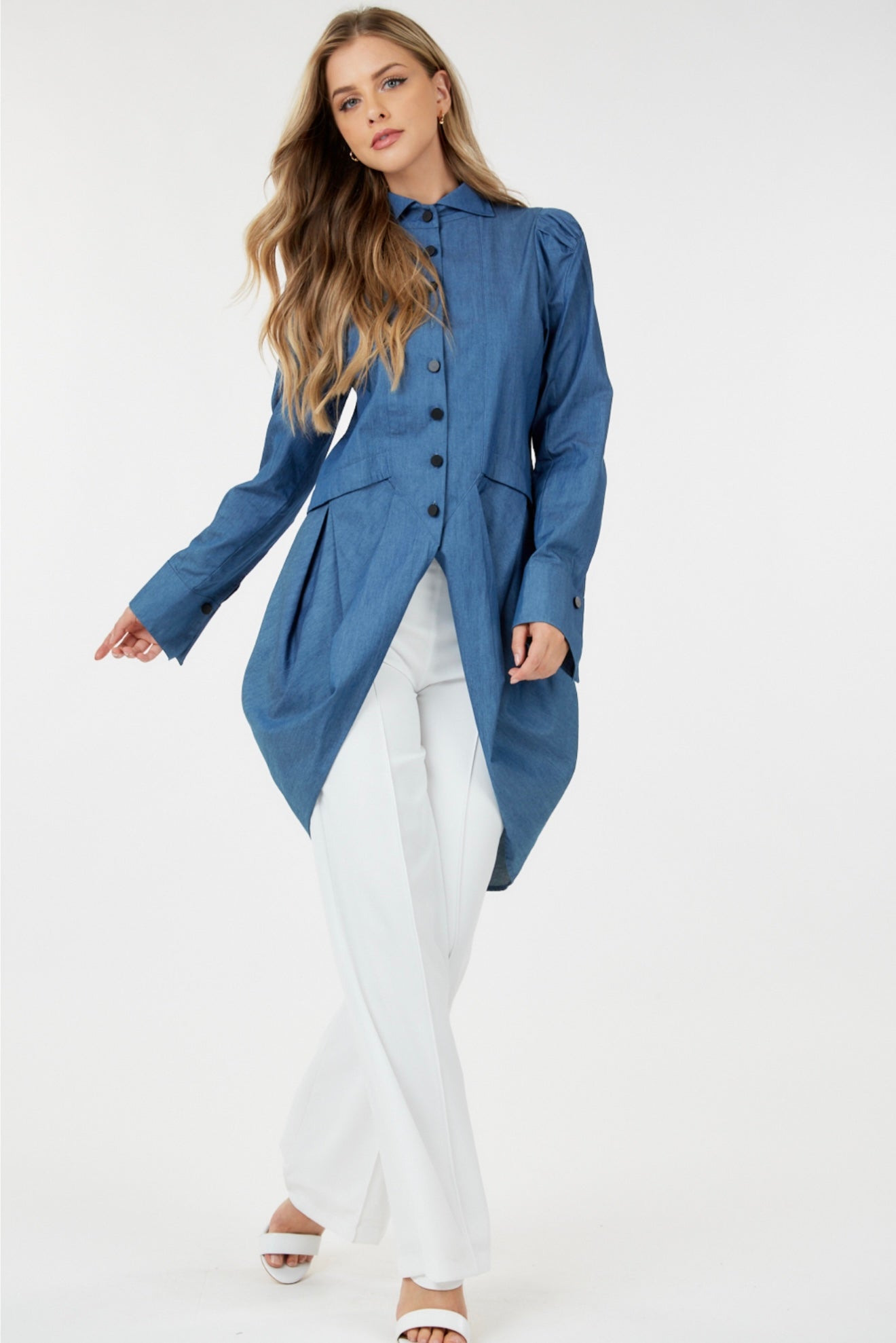 Denim Puppfy Button Down Shirt
