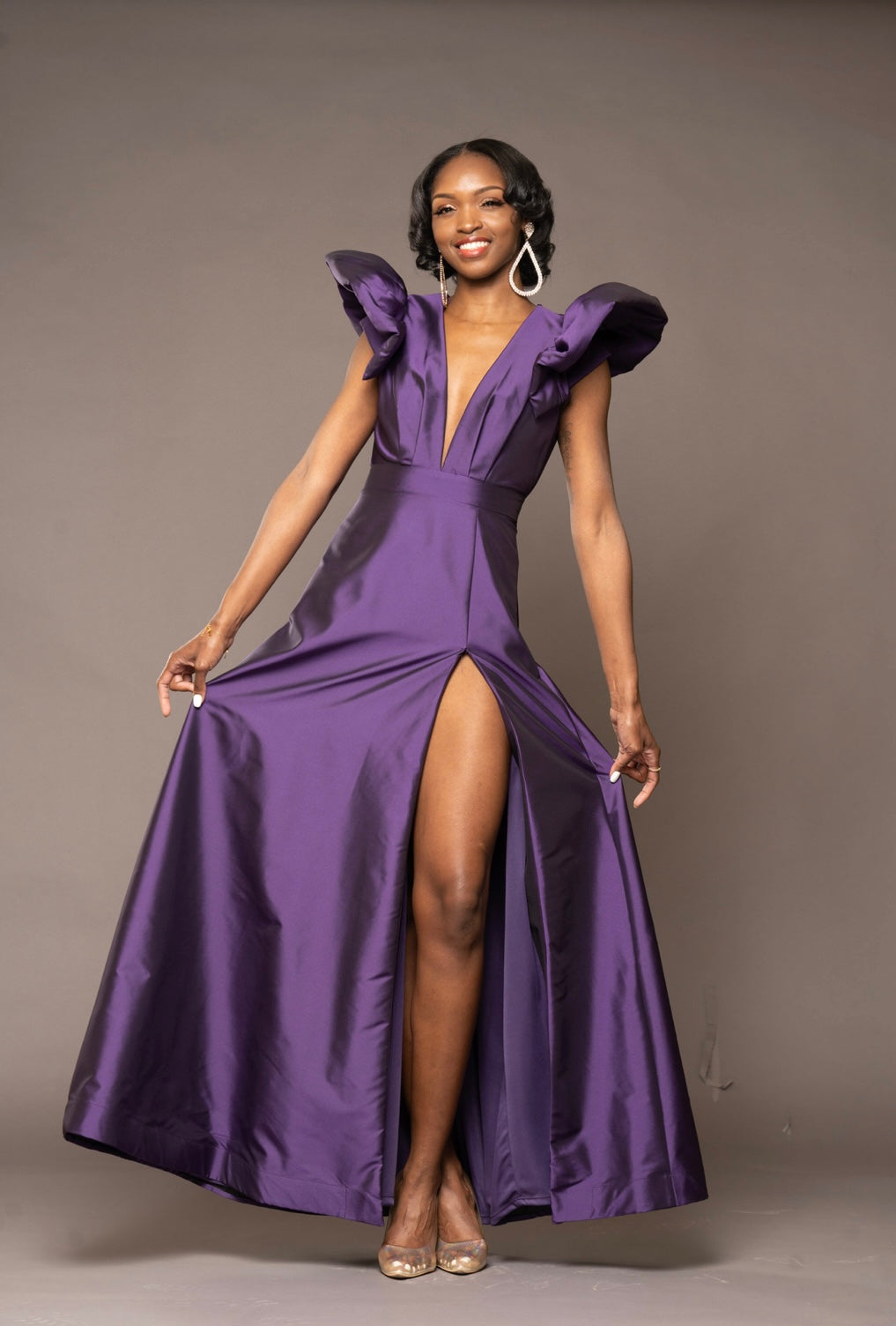 Purple And Green City Gown