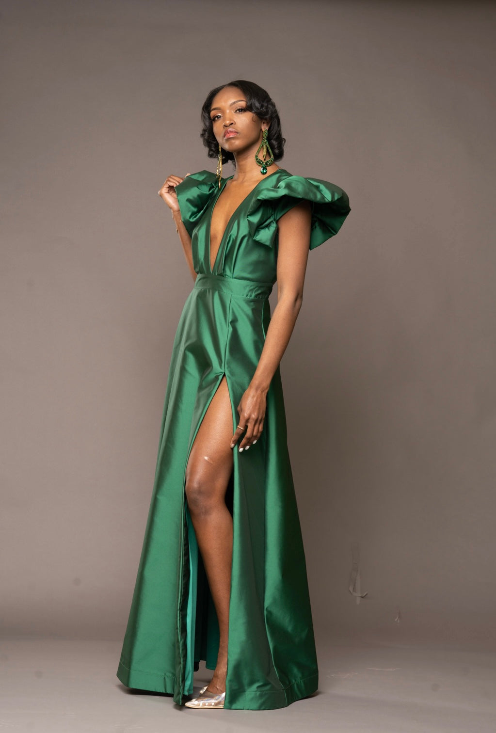 Purple And Green City Gown