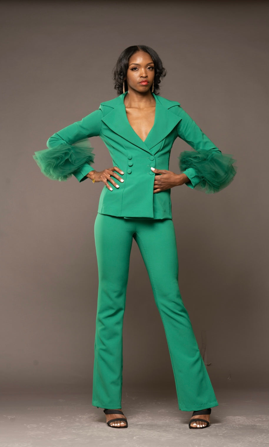 Tulle Sleeve Suit