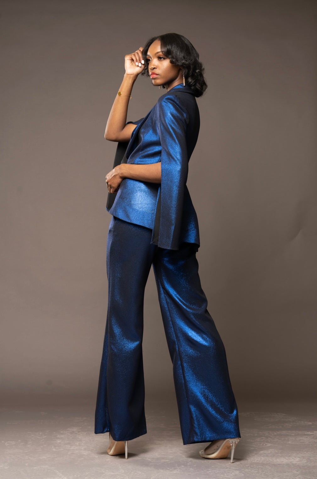 Red And Blue Metallic Suit