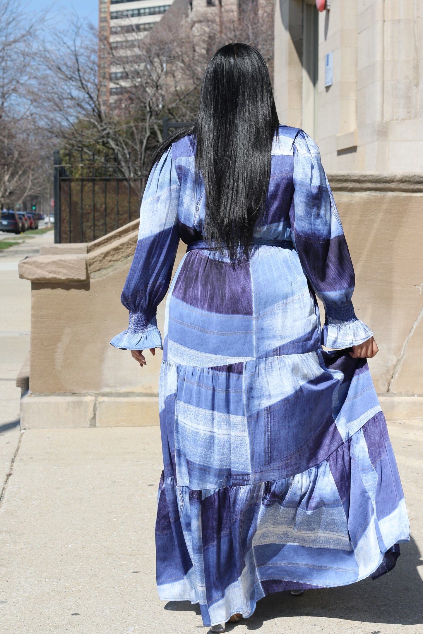 Denim Patch Print Maxi