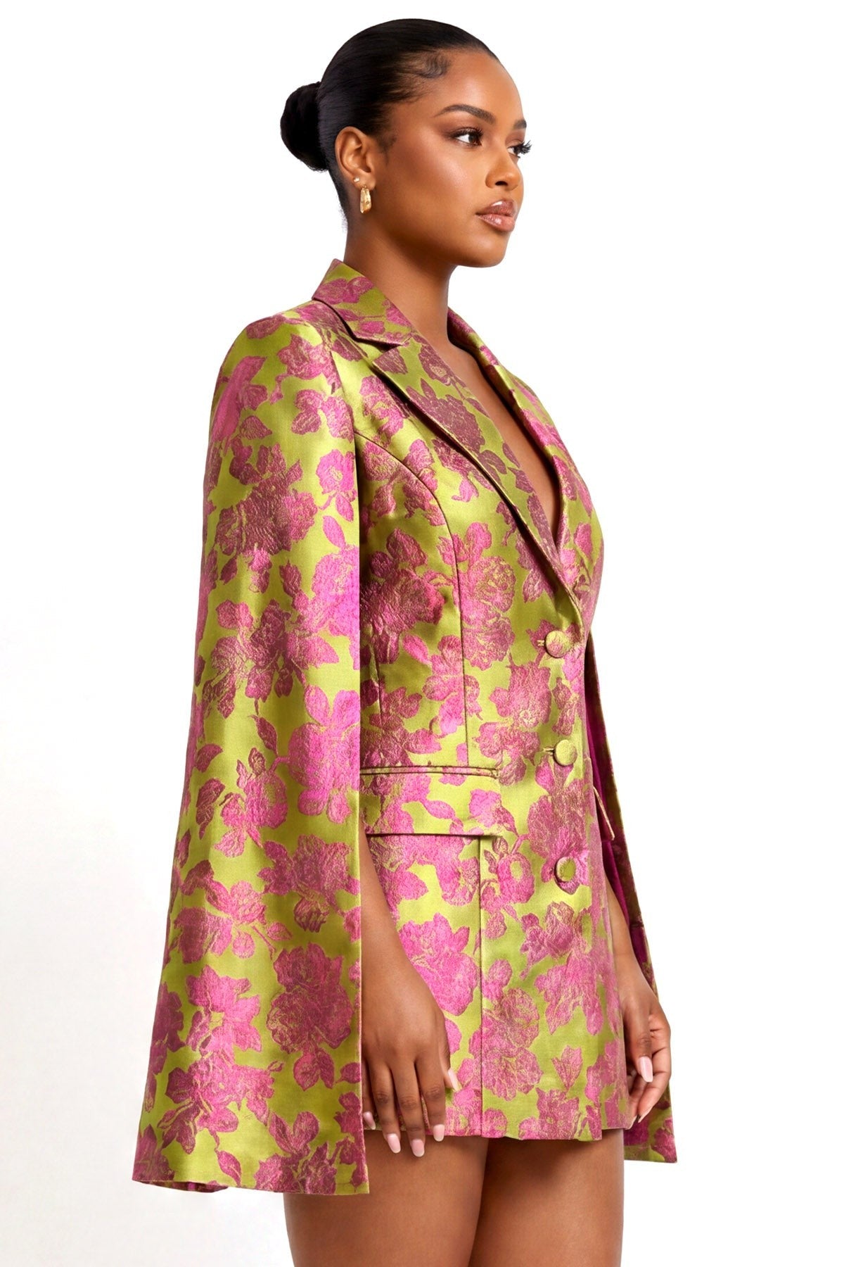 Floral Cape Blazer Mini Dress, side view