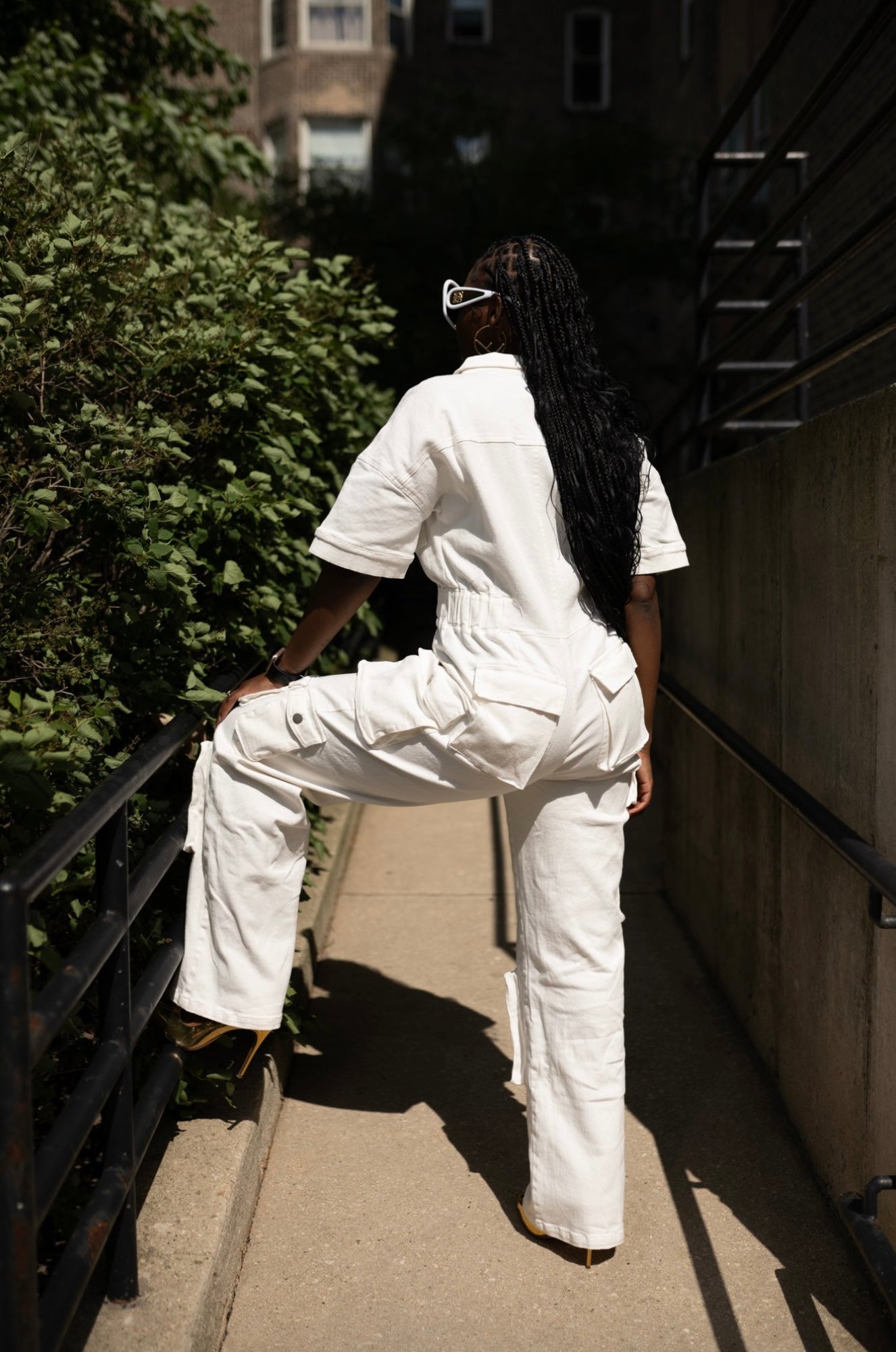 White Denim Jumpsuit