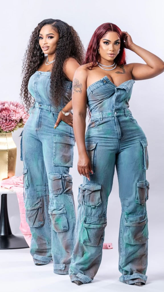 Colored Cargo Jumpsuit