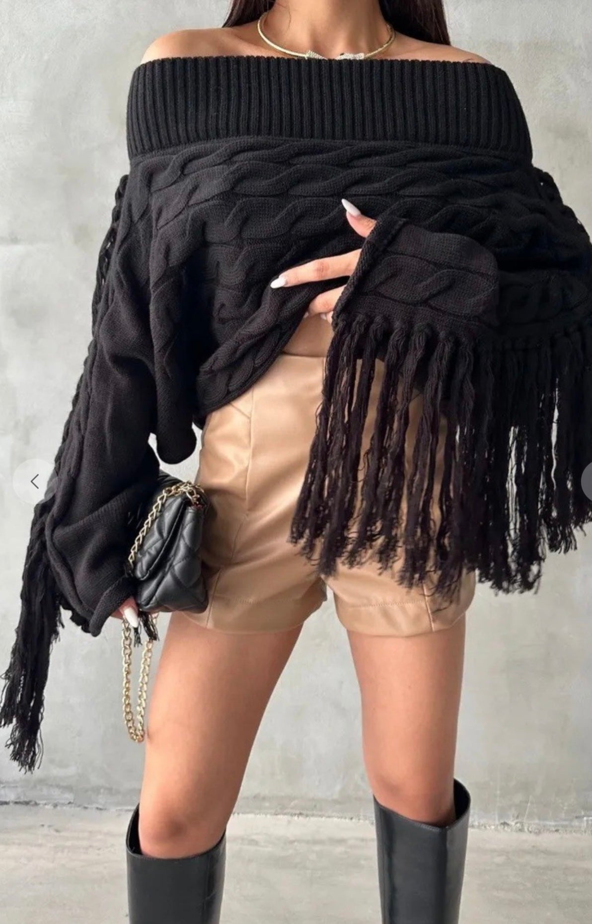 Shingled Off Shoulder Sweater