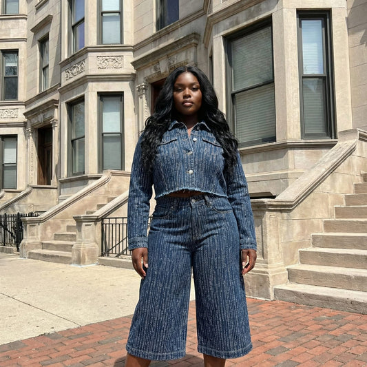 Embellished Denim Culottes