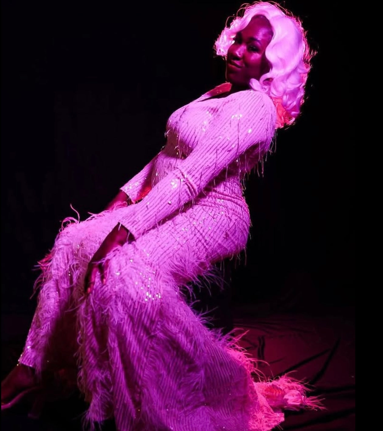 Sequins With Feathers Gown