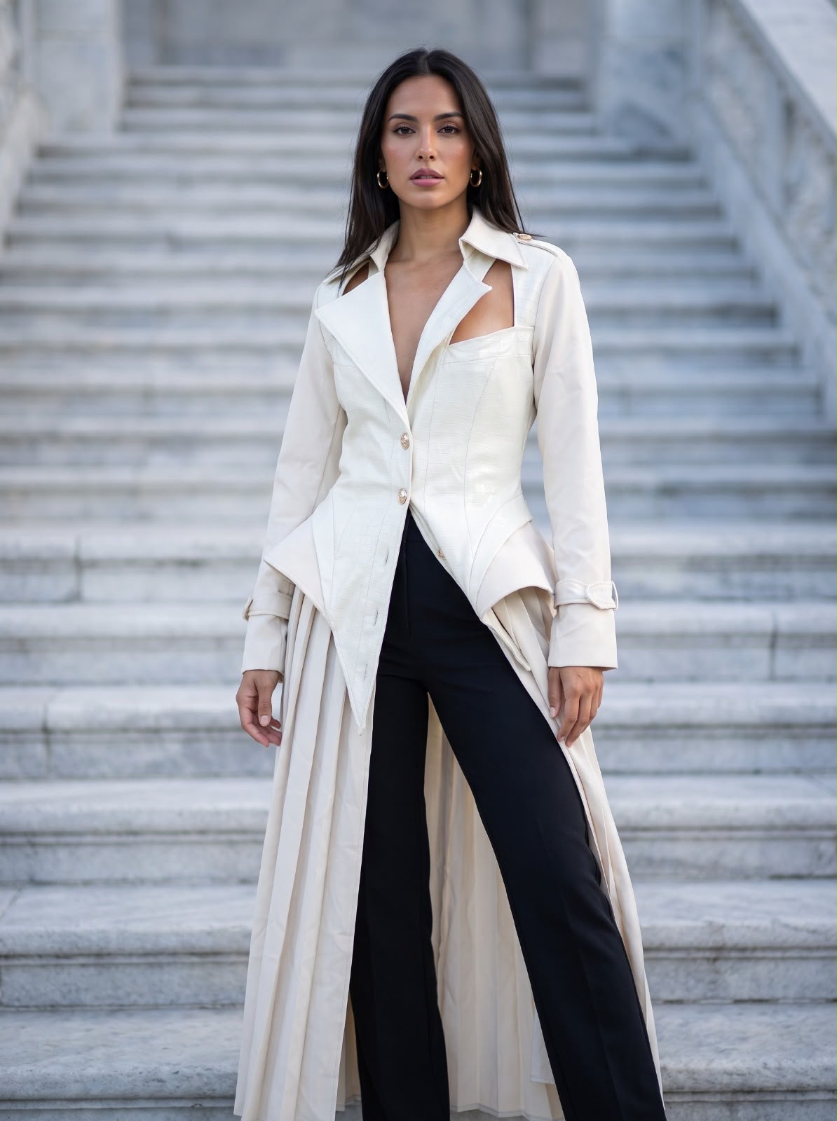 Cutout Corset Blazer — long corset blazer duster
