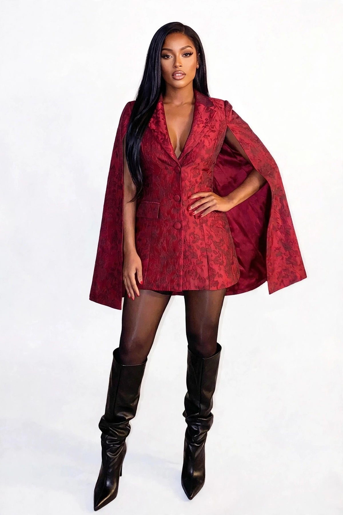 Cape Mini Dress in Red