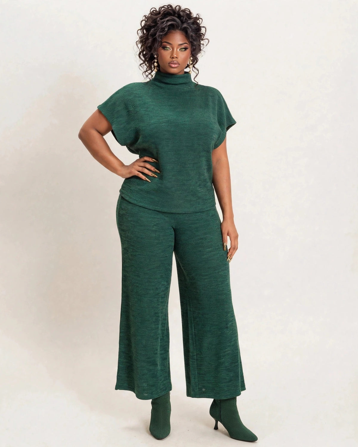 Jess Chill Two Piece Set in Green on model