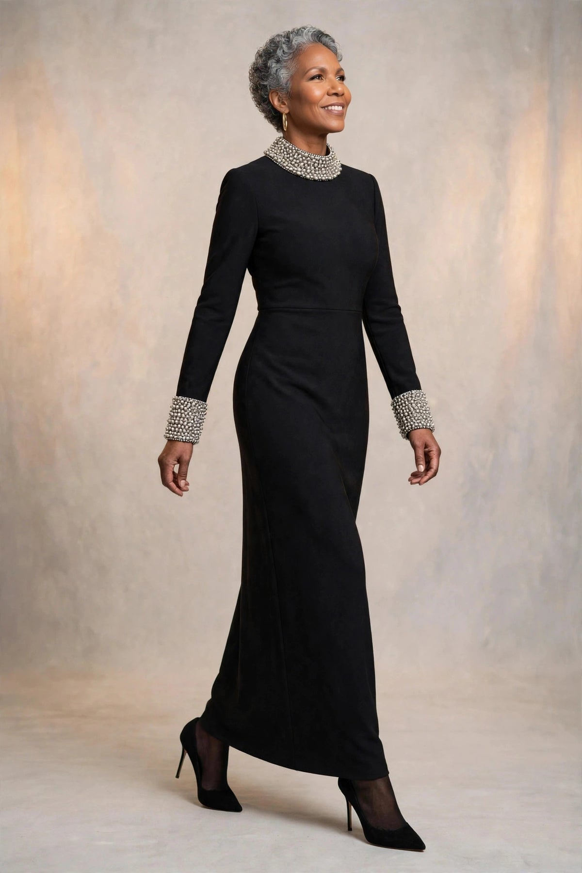 Silver Pearl Maxi Bandage in Black on Gloria