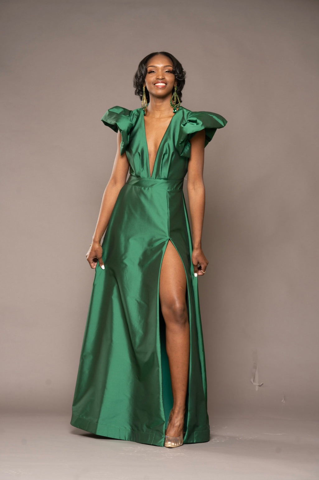 Purple And Green City Gown